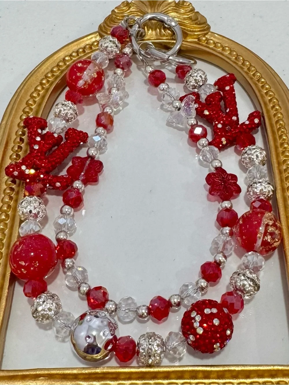 New Red Beaded Phone Chain